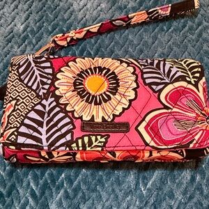 Vera Bradley Pink Floral Quilted Wristlet Clutch